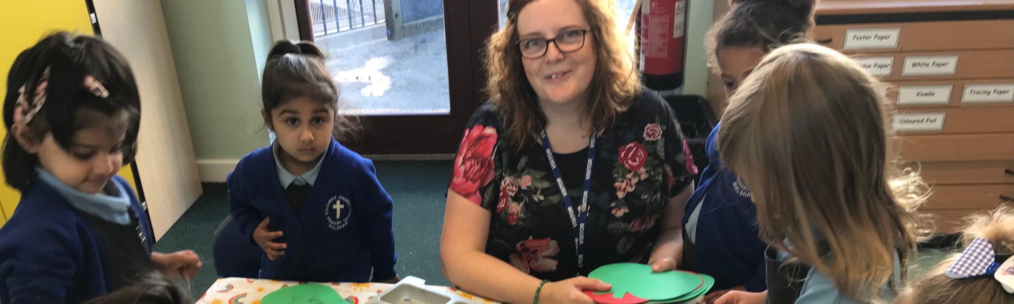 Pupils and teacher at Christ Church C.E. Primary School - staff page